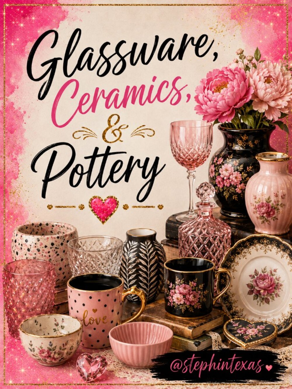 GLASSWARE CERAMICS POTTERY